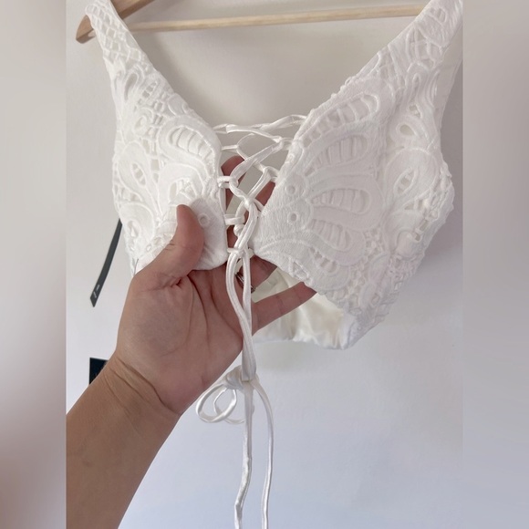 Lulus My Heart Is Yours White Lace-Up Crochet Two Piece Jumpsuit Size XS NWT - Picture 6 of 14